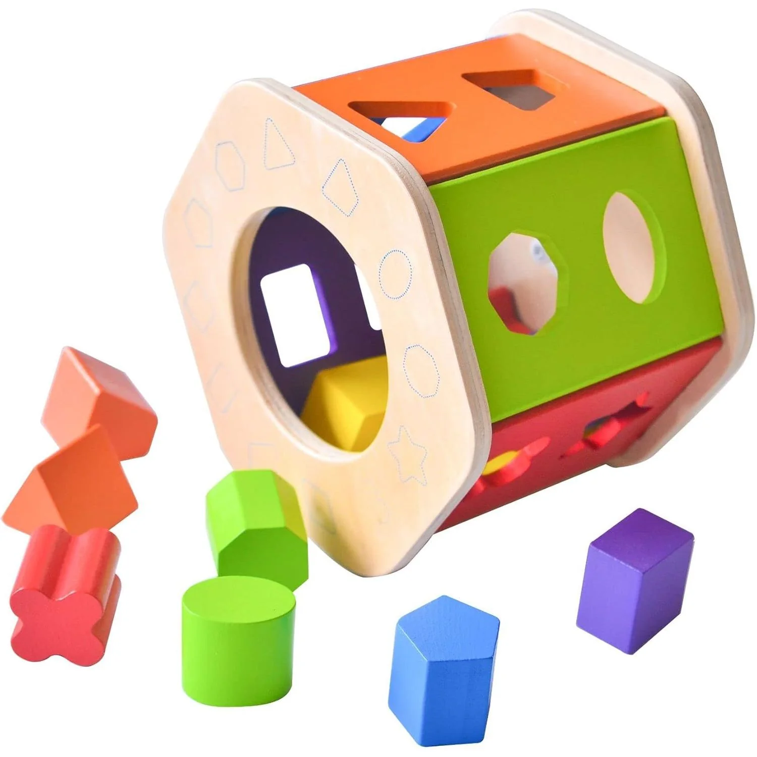 Acool Toy Wooden Hexagon Shape Sorter - Image 2