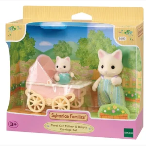 Sylvanian Families Floral Cat Father & Baby’s Carriage Set