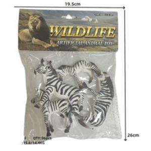 Plastic Zebras 4 piece in bag